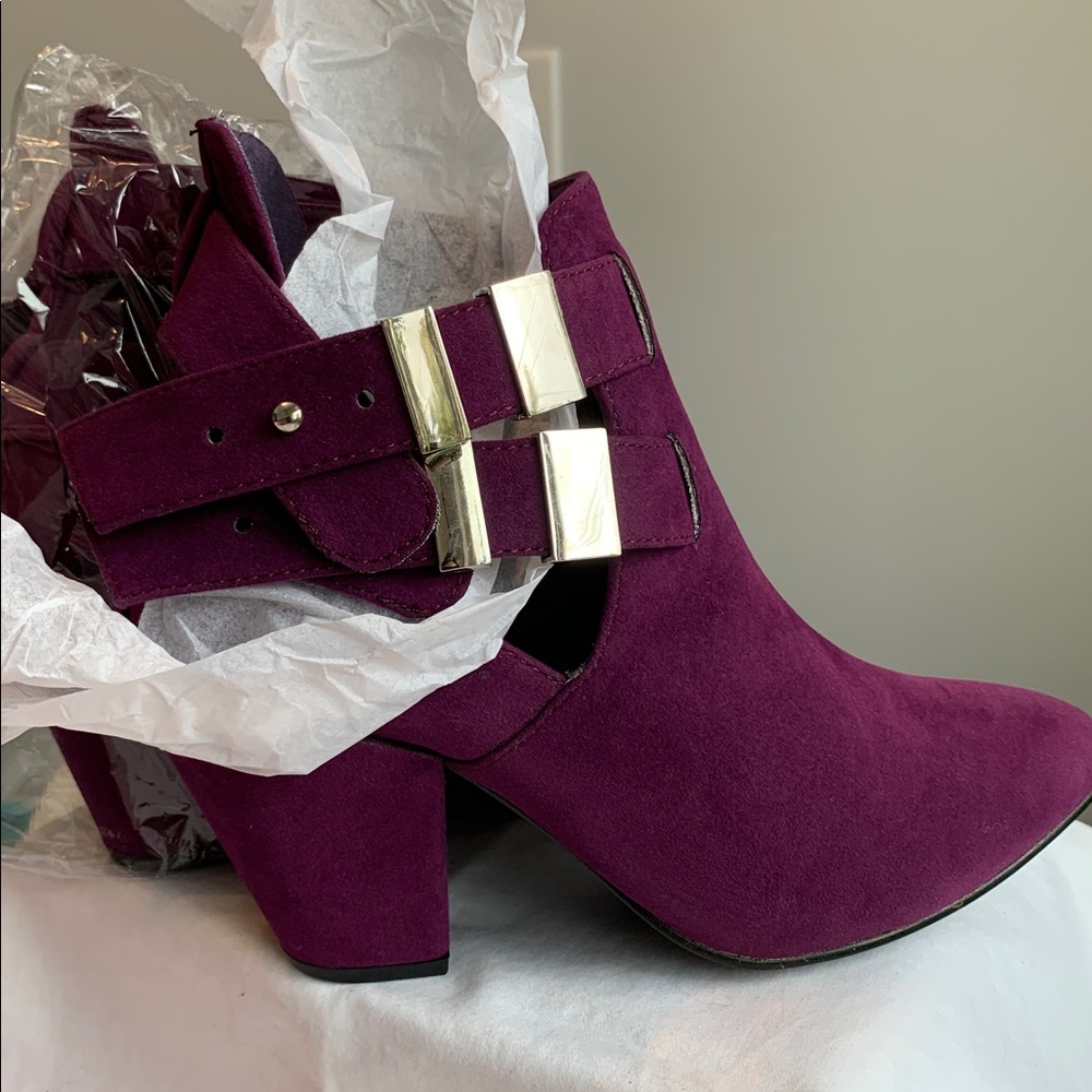 Purple Suede Ankle Boots
